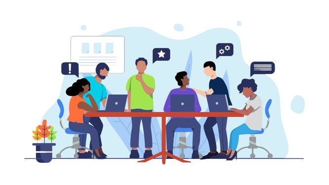 Ilustración de equipo colaborando